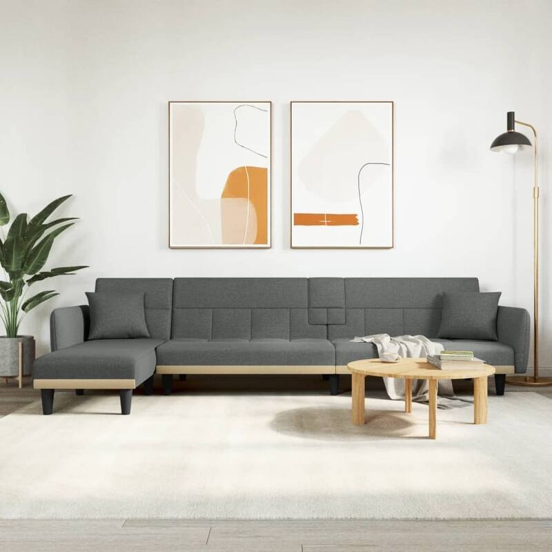vidaXL L-shaped Sofa Bed Dark/Light Gray 108.3"x55.1"x27.6" Fabric - 108.3" x 55.1" x 27.6" - Dark gray