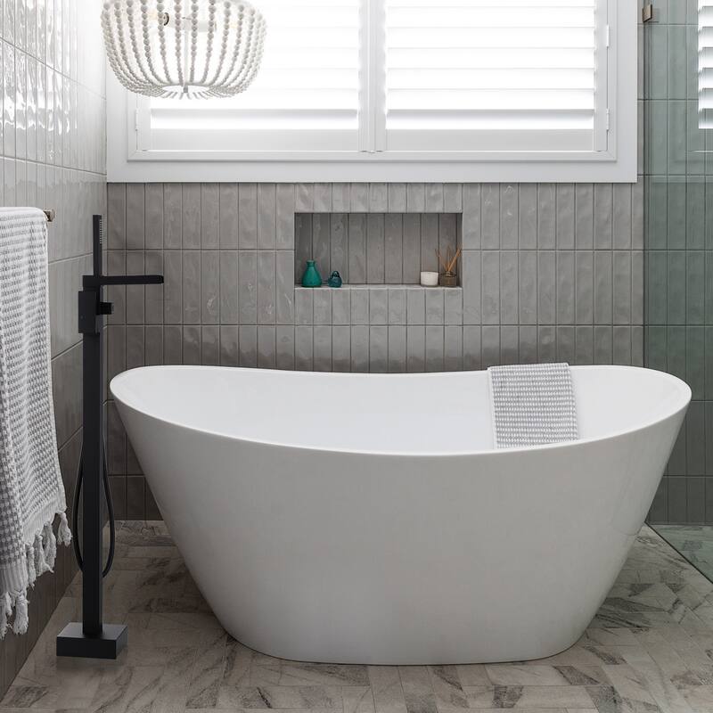 WOWOW Single Handle Freestanding Bathtub Faucet with Handheld Shower