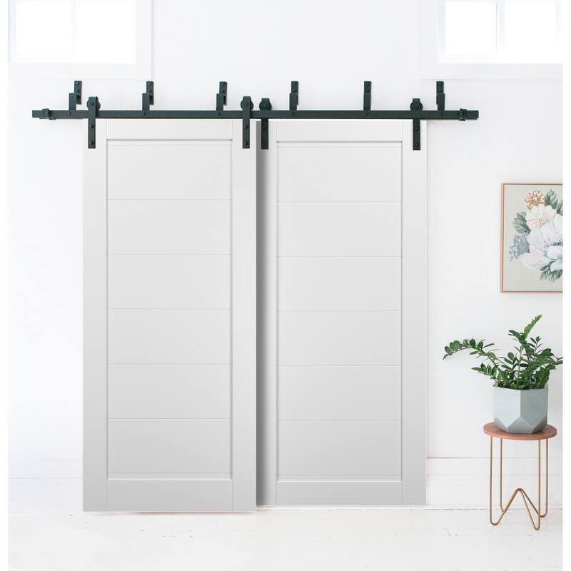 Barn Bypass Doors 6.6ft Hardware / Quadro 4115 White Silk