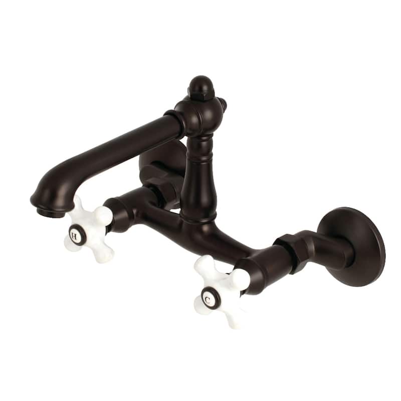 Kingston Brass English Country 6 in. Adjustable Center Wall Mount Kitchen Faucet