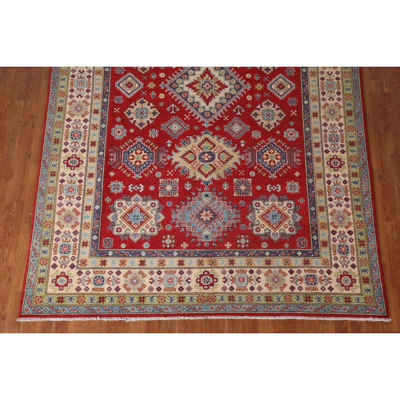 Red Kazak Oriental Area Rug Handmade Wool Carpet - 6'8" x 9'10"
