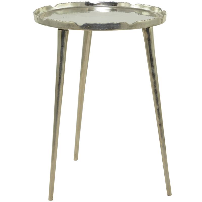 Aluminum Metal Side End Accent Table with Tray Top - Silver, Gold, Black - Roche River Decor