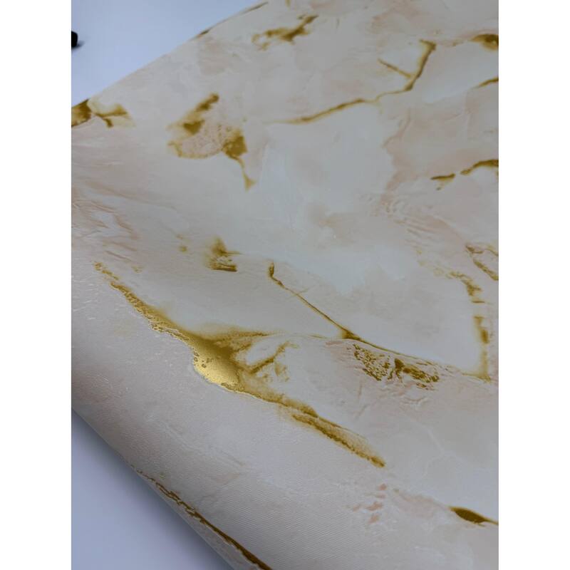 Ivory Gilded Smooth Fabric-Feel Wallpaper, Cream Beige Gold Shimmer, Timeless Interior Accent - Double Roll