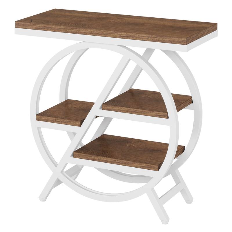 End Table Set of 2, 3-tier Narrow Side Table with Storage for Living Room - 11.8" D x 25.59" W x 26.18" H