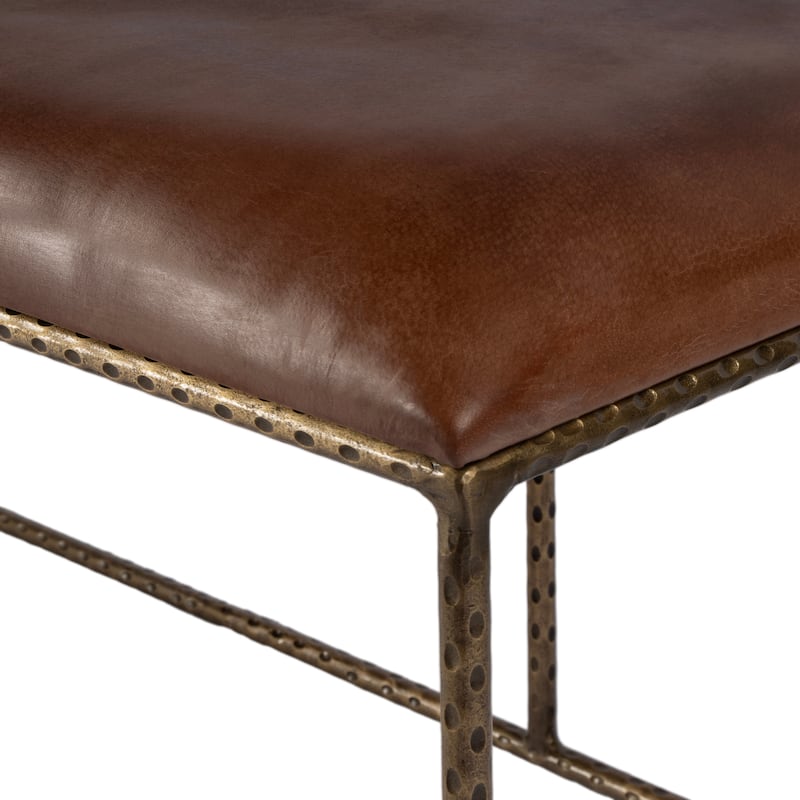 Lloyd 48 in. W Leather and Iron Backless Upholstered Bench