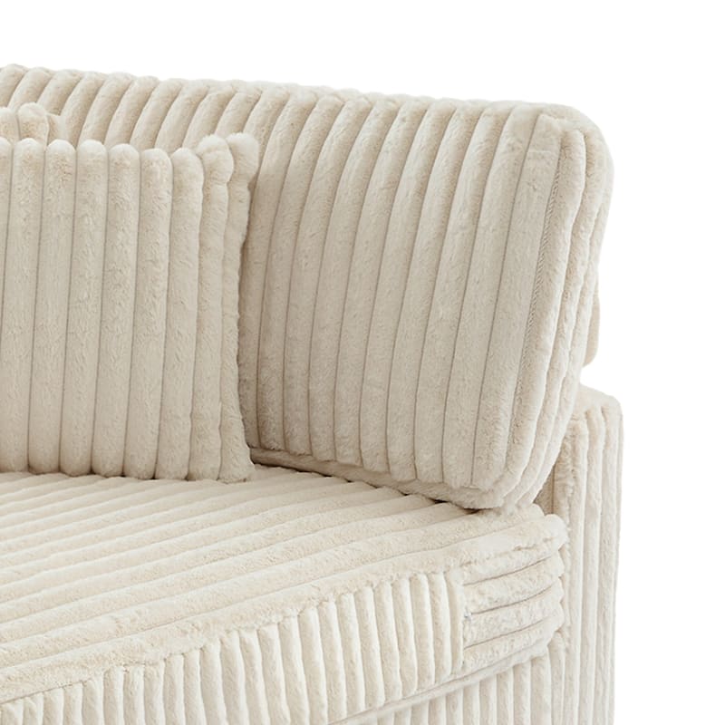 Anne 82" W Comfy Upholstered Plush Corduroy Modular Sectional Sofa