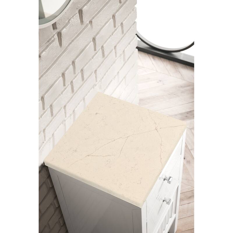 James Martin Vanities Athens 15" Cabinet w/ Drawers and Door, Glossy White - Eternal Marfil Quartz