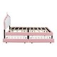 preview thumbnail 35 of 57, Upholstered Platform Bed w/ Crown Headboard, Leather Princess Bed Frame with Wood Slats Support for Kids Teens