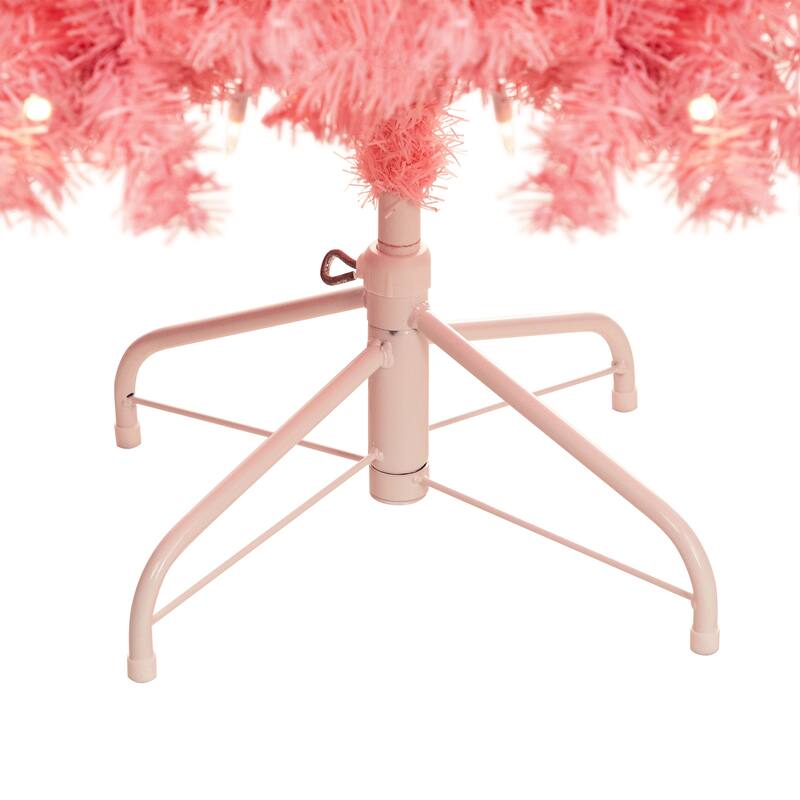 Pre-Lit Medium Pink Pine Artificial Christmas Tree - 6.5’ - Clear Lights