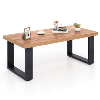 Gymax 47'' Farmhouse Style Accent Table w/ Thickened Tabletop &
