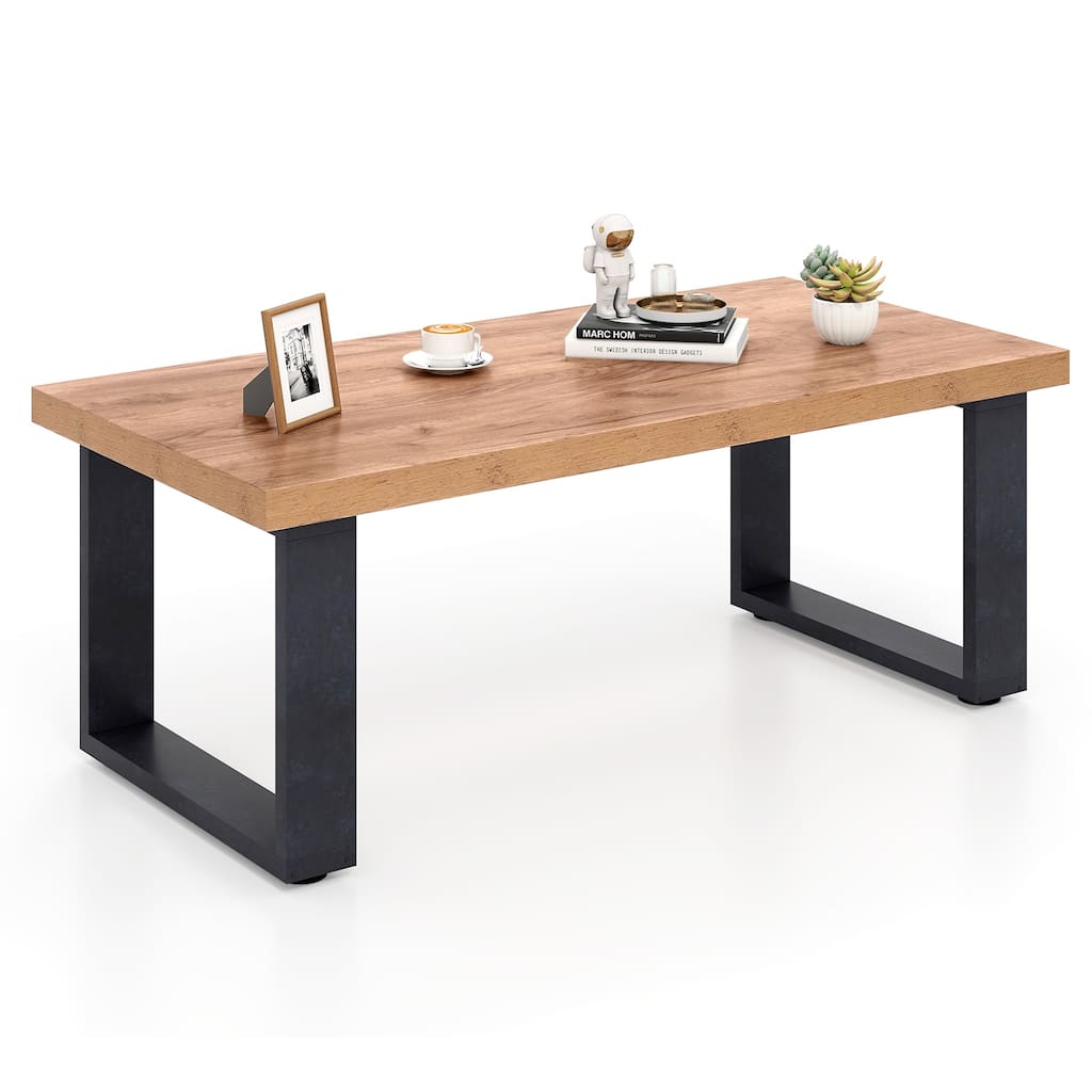 Gymax 47'' Farmhouse Style Accent Table w/ Thickened Tabletop &