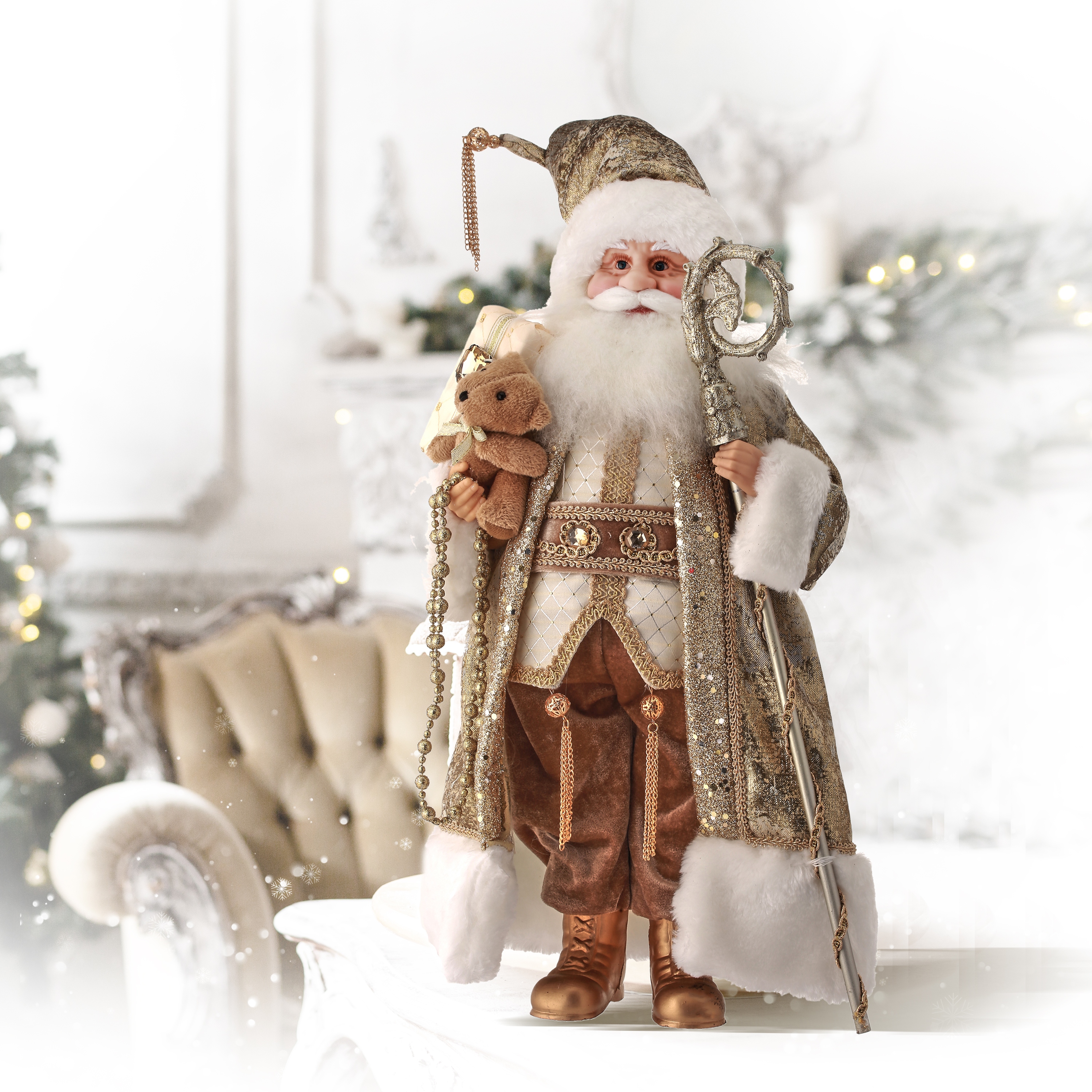 ★約71cm★Standing FABRIC SANTA サンタクロース 人形 Amazon.com: Northlight Standing Santa Claus in Long Red and Gold