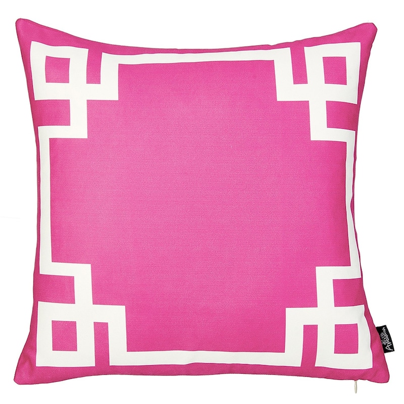 Carson Carrington Geometric Pink and White 18-inch Throw Pillow Cover