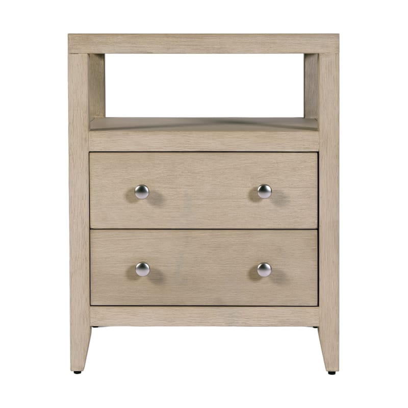 Dana 21 in. W Rectangular Wood 2 Drawer Narrow Nightstand with Top Open Shelf