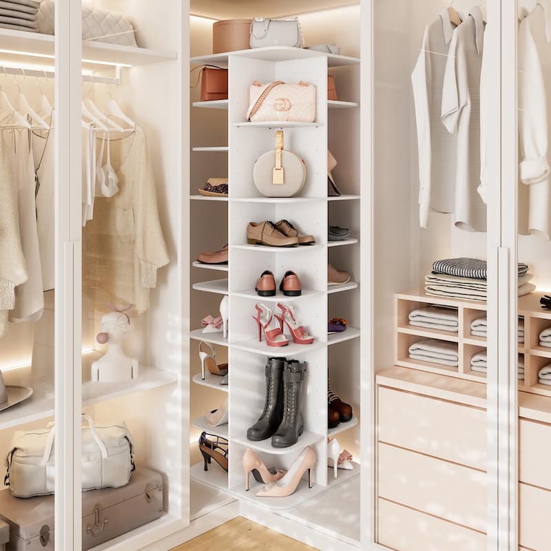 36 Pair Rotating Shoe Rack with Adjustable Shelves - 73.2'' H X 23.6'' W X 23.6'' D