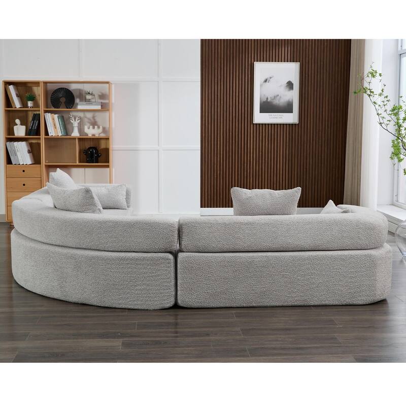 3-Piece Curved Sofa, Oversized Boucle Couch, Flexible for Living Room