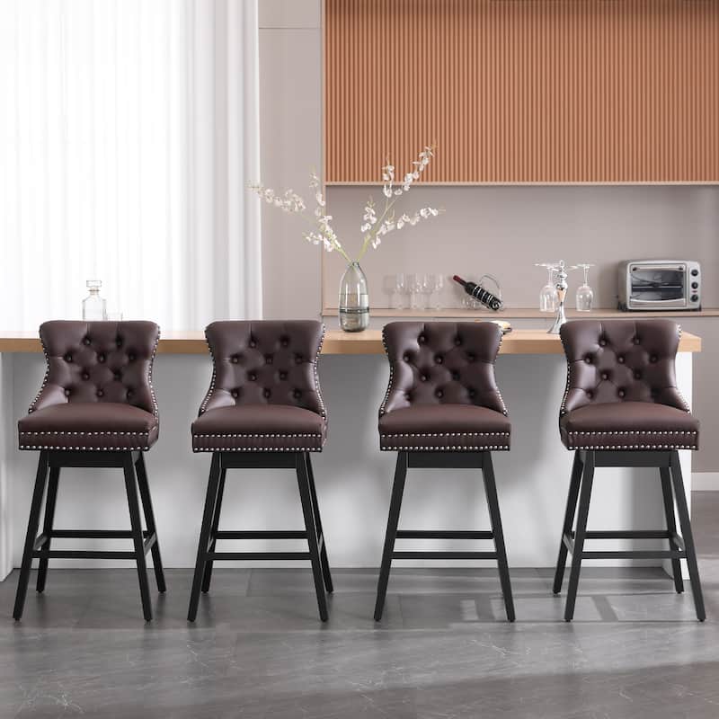 26"/29" Faux Leather Swivel Counter and Bar Height Stools (Set of 1/2/3/4)