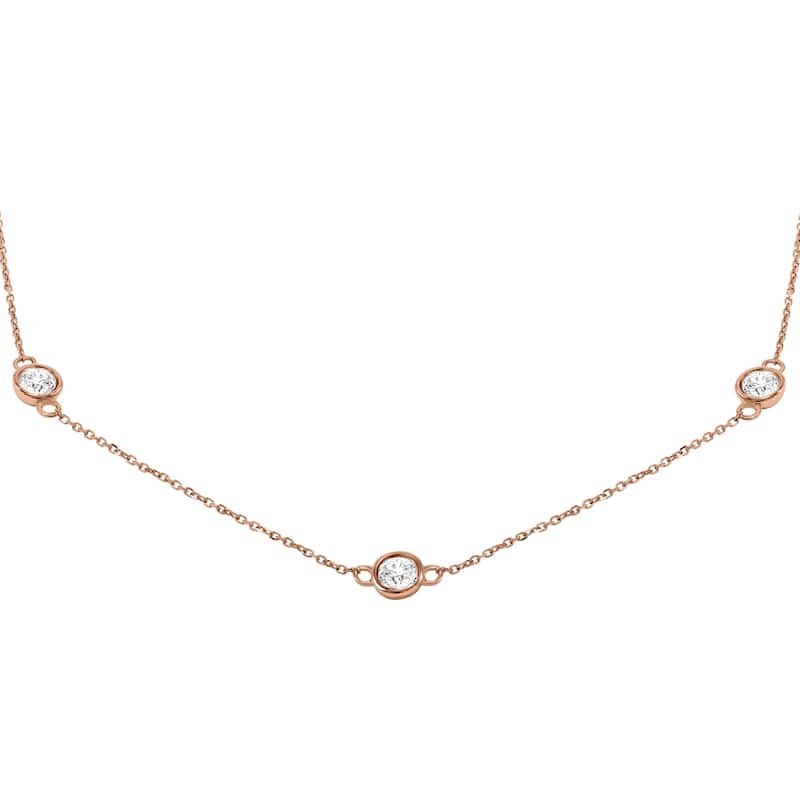 Marquee 2 Carat TW Bezel Set Diamond Station Necklace in 14K Rose Gold