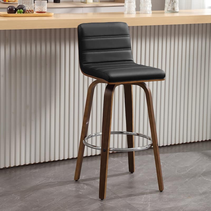 26"/29" Faux Leather Swivel Bar/Counter Stools, Set of 2/3 - Single - Black - Bar Height
