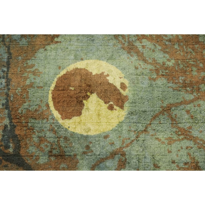 Hand-knotted Modern Silk Brown Abstract Oriental Area Rug - 8' 0'' X 4' 11''