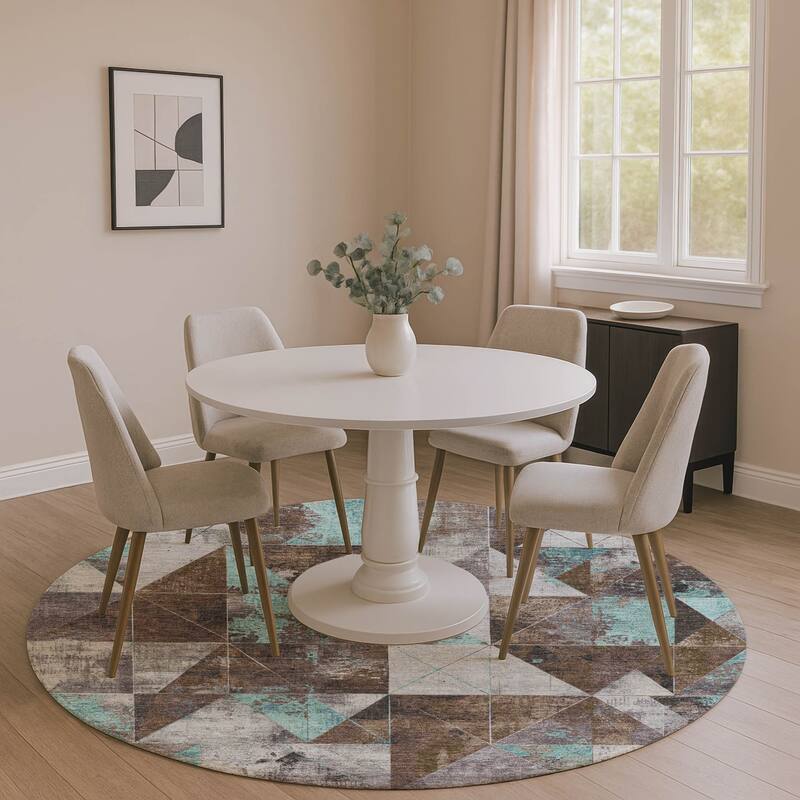 Premium Washable Super Soft Contemporary Mosaic Mayfield Rug - Chocolate - 8' x 8'