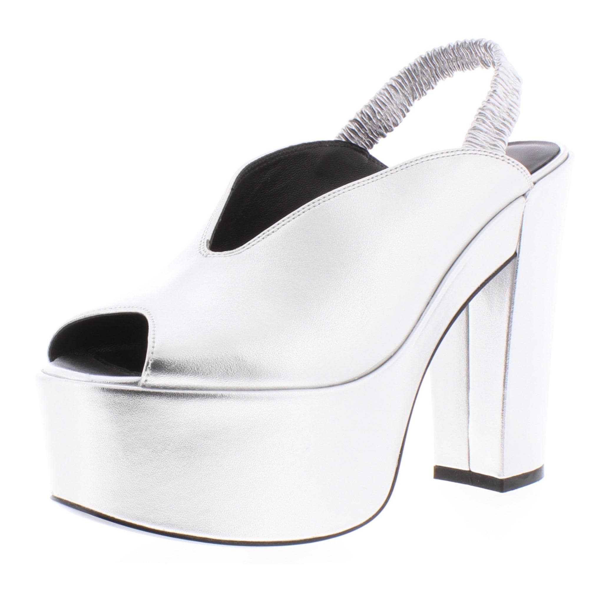 medium heel silver sandals