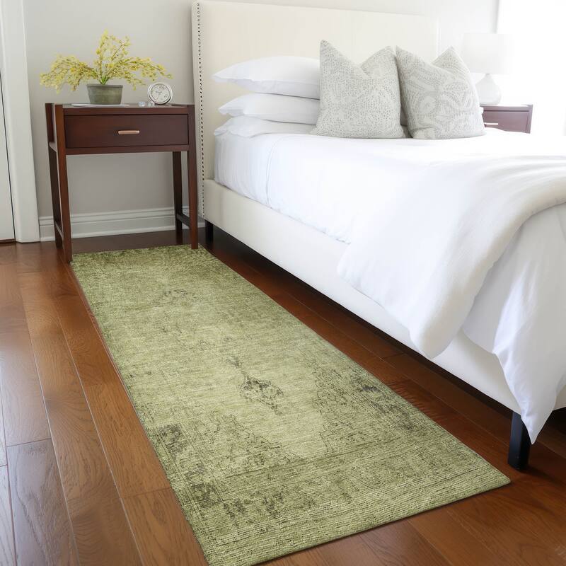 Machine Washable Indoor/ Outdoor Chantille Traditional Vintage Rug - Khaki - 2'3" x 7'6"