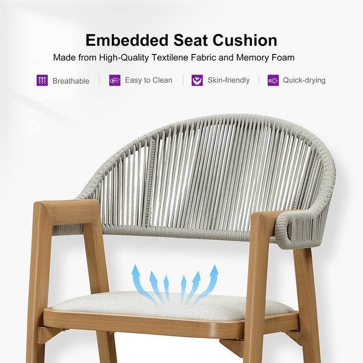 PURPLE LEAF Outdoor Bar Stools Chair Set of 2, All Weather Rattan and Aluminum Patio Bar Stool with Cushion