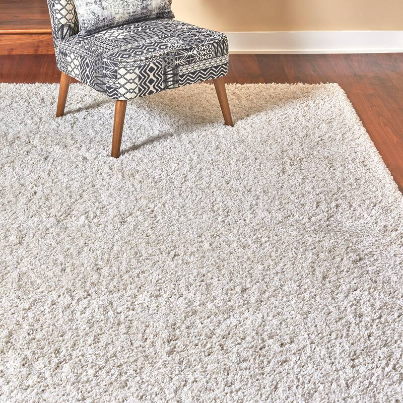 Gertmenian Ultimate Shag Solid Ivory Plush Shag Area Rug