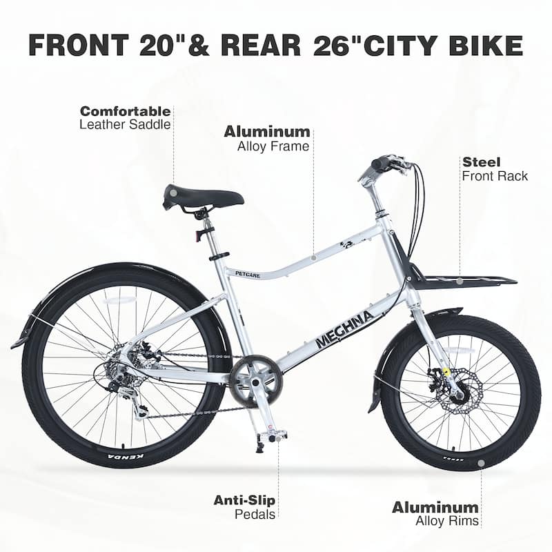 7 Speed, Aluminum Alloy Frame,26 Inch Bike,Cargo Bike,Silver