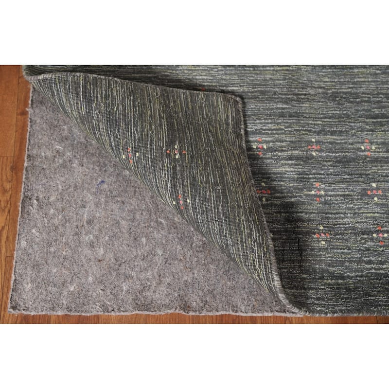 Gabbeh Indian Area Rug Hand-Knotted Grey Wool Carpet - 7'10"x 9'11"