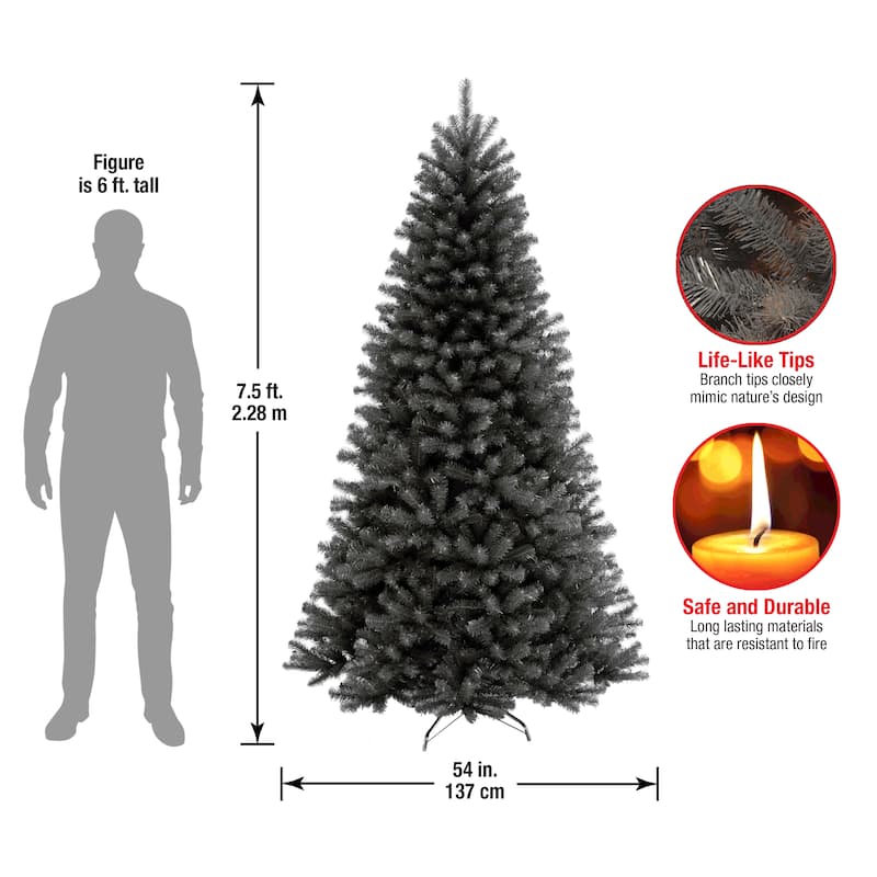 National Tree Company Halloween North Valley Spruce Black Tree, 7.5 feet