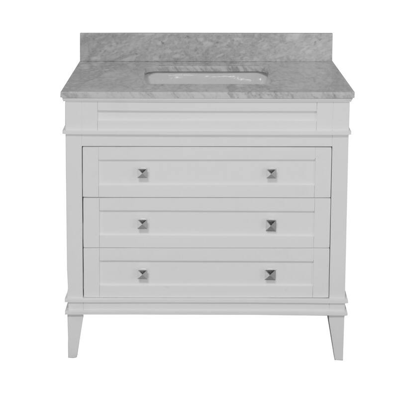 KitchenBathCollection Eleanor 36" Bathroom Vanity with Carrara Marble Top