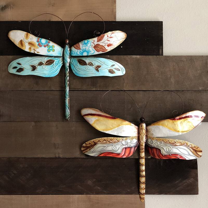 Dragonfly Wall Decor Blue And Pearl