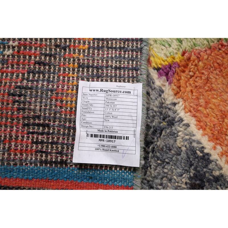 Colorful Trellis Plush Moroccan Area Rug Hand-Knotted Wool Carpet - 8'5" x 13'1"