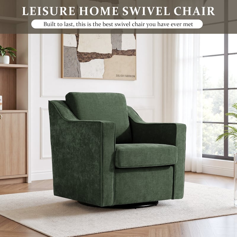 Chenille/Leather Swivel Barrel Chair(Set of 2) Modern Club Chair by UIXE