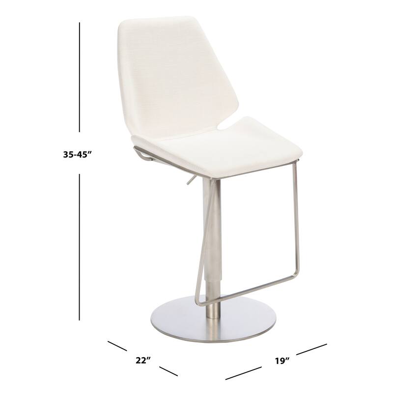 SAFAVIEH Linza Gas Lift Adjustable Bar Stool - 19" W x 22" L x 35-45" H - 19Wx22Dx35H