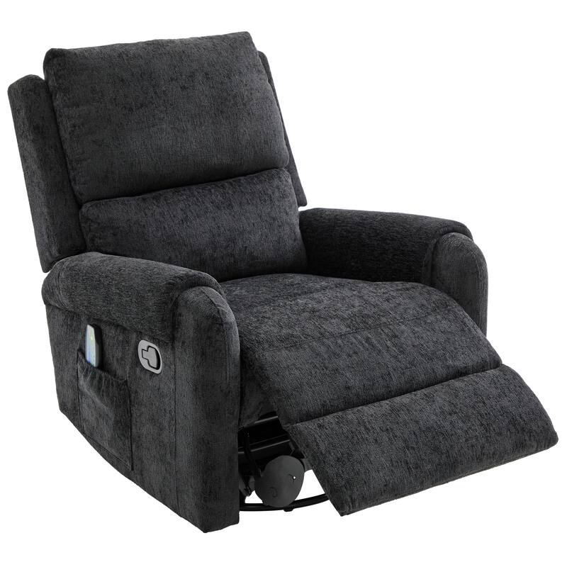 Roomfitters Manual Massage Recliner Chair with Swivel Rocker Base, Chenille Nursery Glider