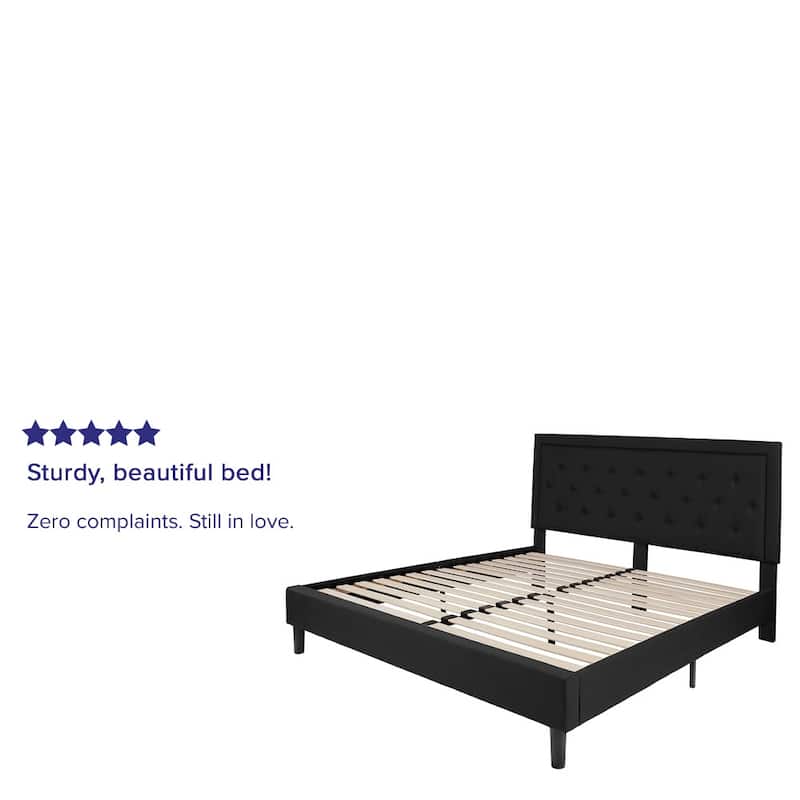Panel Tufted Upholstered Platform Bed