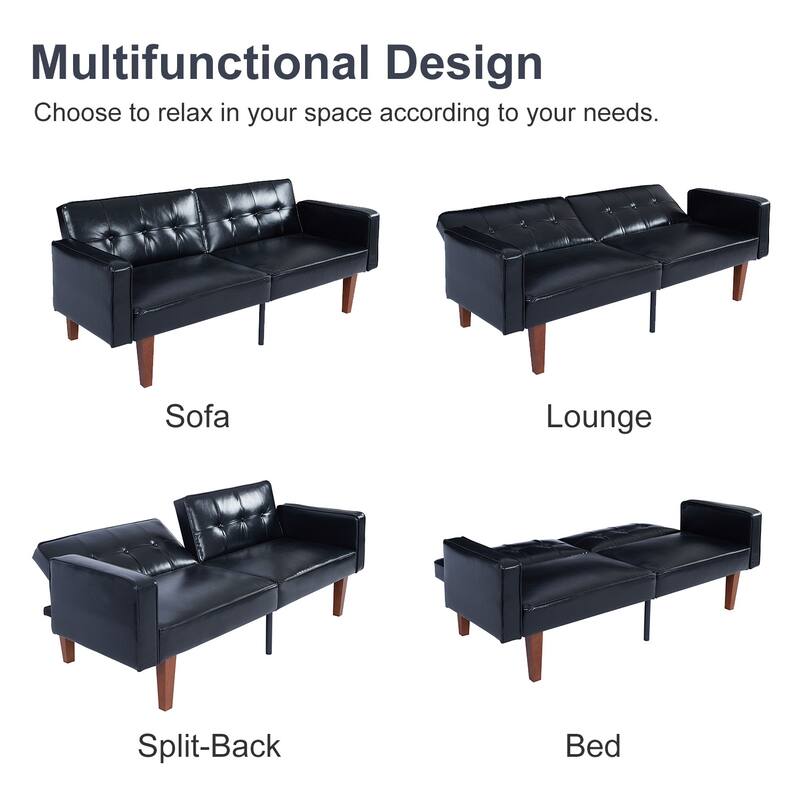 Futon Sofa Bed Couch Memory Foam Futon Convertible Couch Bed Sleeper for Living Room - 68.11"*30.11"*28.74"