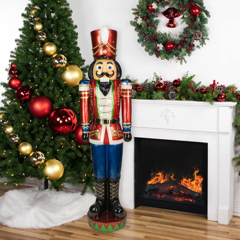 75" LED Metallic Jeweled Fiberglass Christmas Nutcracker