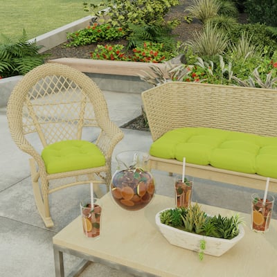 18" x 18" Green Solid Contoured Outdoor Wicker Seat Cushion - Set of 2 - 18'' L x 18'' W x 4'' H
