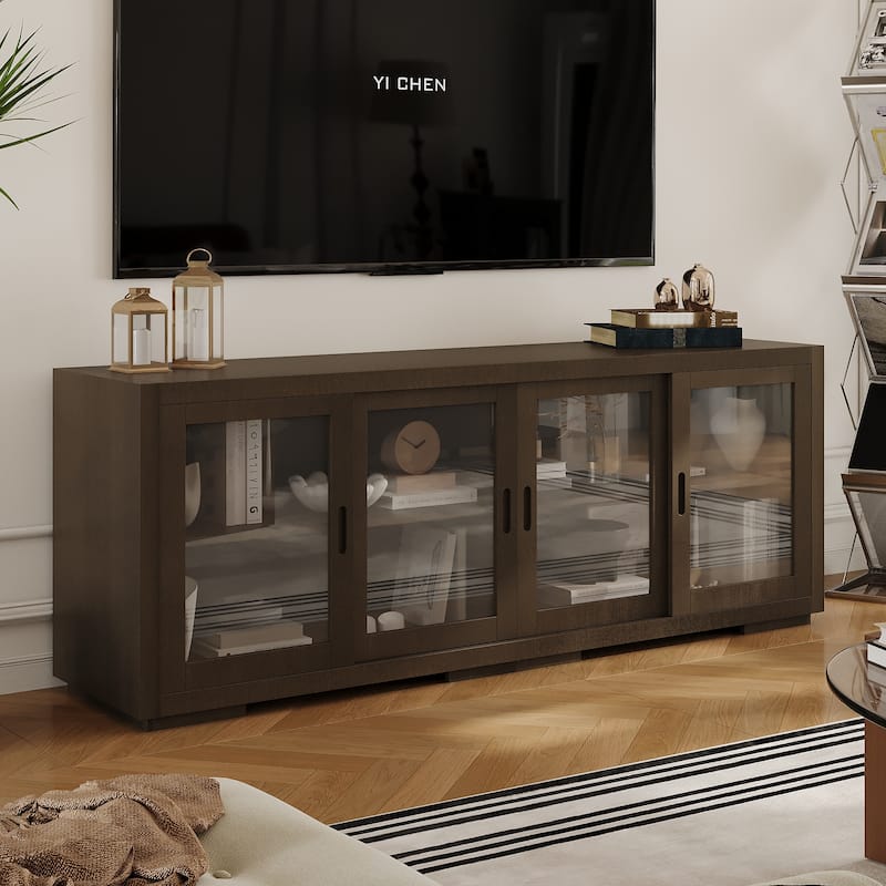 Vintage TV Cabinet Buffet Cabinet Entertainment Center Gray Brown