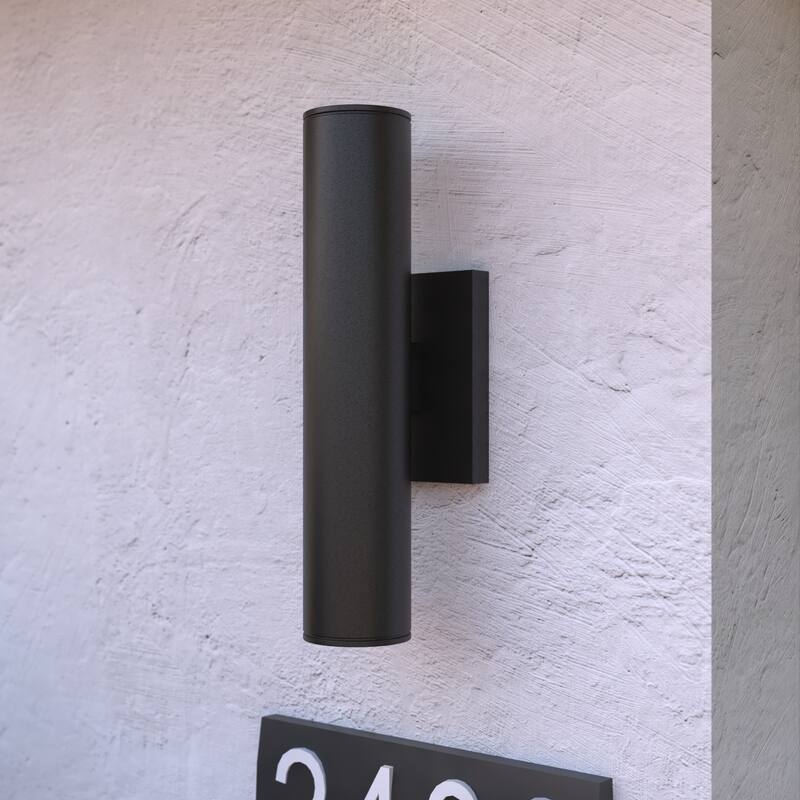 Chiasso Clear Glass Aluminum 2-light LED Outdoor Wall Lantern - Textured Black - 4.5-in W x 14.25-in H x 4.5-in D