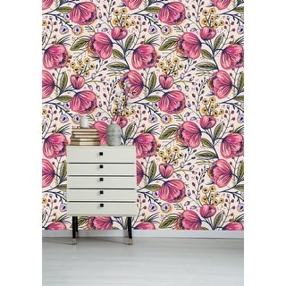 Beautiful Poppy Flowers Removable Wallpaper - Overstock - 33275136