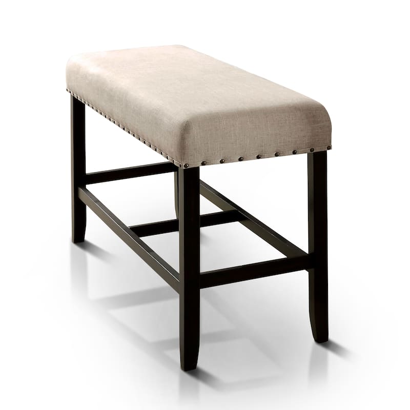 Furniture of America Tays Rustic Linen Fabric 44-inch Counter Bench