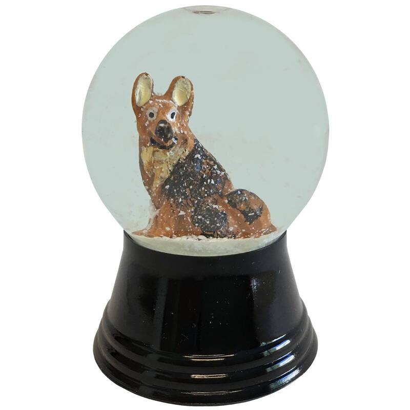 2.5" Black and Brown Perzy Snow Globe Small Dog Decoration