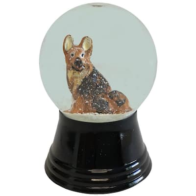 2.5" Black and Brown Perzy Snow Globe Small Dog Decoration