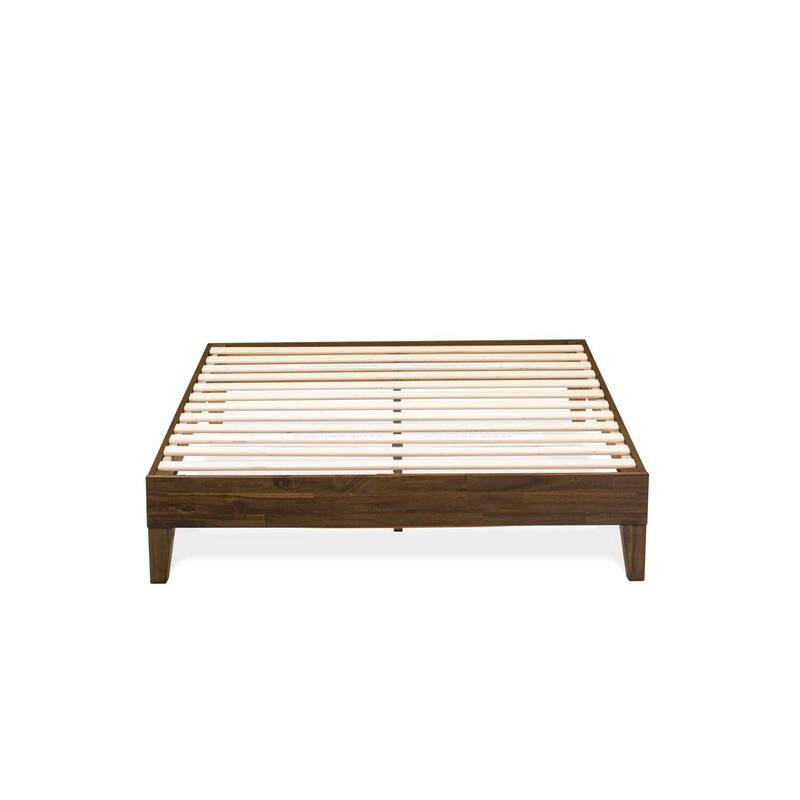 Full Size Bed Frame Mid Century Modern Wood Platform Bed with Legs Walnut Finish
