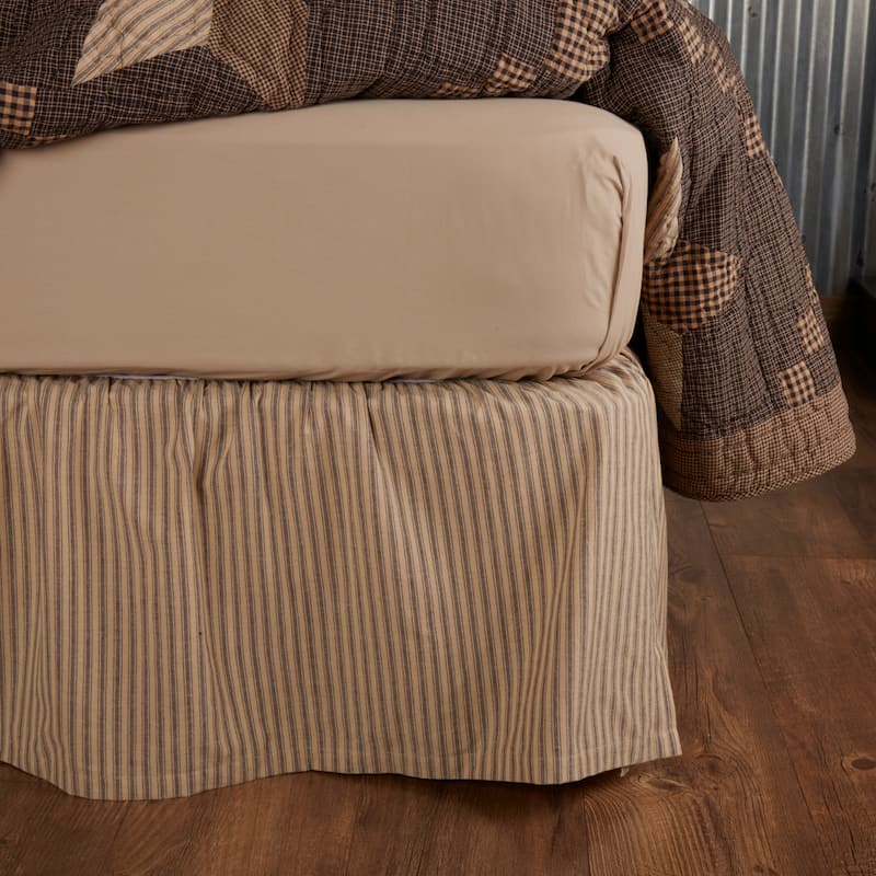 Farmhouse Star Ticking Stripe Bed Skirt - Queen